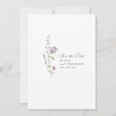 Lavendel-Wildblumen-Hochzeit Save The Date (Rückseite)