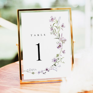 Lavendel-Wildblumen-Hochzeitstischnummern