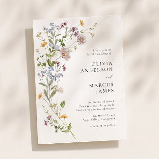 Lavendel-Wildblumen-Spray verfeinerte Hochzeit Einladung