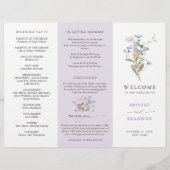 Lavendel-Wildblumen-Wiese-Garten-Hochzeitsprogramm (Vorderseite)