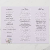 Lavendel-Wildblumen-Wiese-Garten-Hochzeitsprogramm (Rückseite)