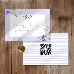 Lavendel-Wildblumengarten Romantische Hochzeit QR RSVP Karte
