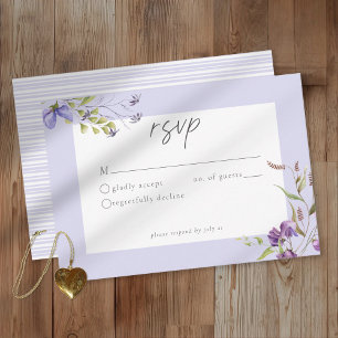 Lavendel-Wildblumengarten Romantische Hochzeit RSVP Karte