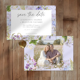 Lavendel-Wildblumengarten Romantisches Hochzeitsfo Save The Date