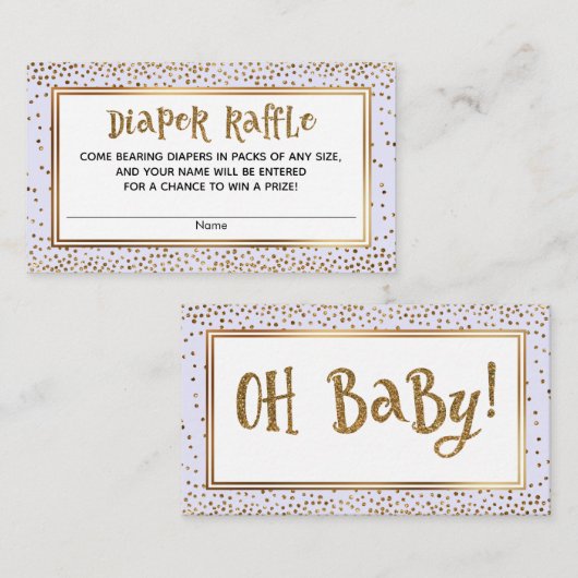 Lavendel-Windeln-Raffelkarten, Gold-Glitzer-Akzent Begleitkarte (Vorne/Hinten)