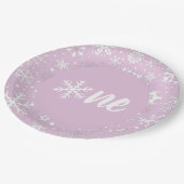 Lavendel Winter Erster Geburtstag Snowflake One Pappteller (Schrägansicht)