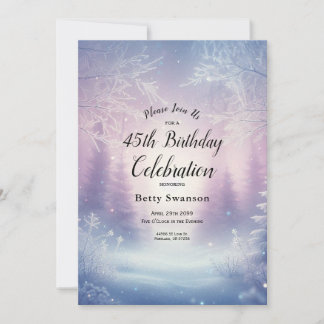 Lavendel Winter Schneefall Custom Jahr Geburtstag Einladung