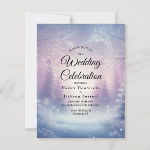 Lavendel Winter Schneefall Serenade Hochzeit Einladung