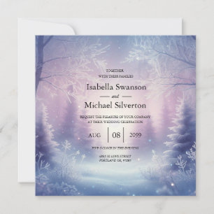 Lavendel Winter Schneefall Serenade Hochzeit Einladung