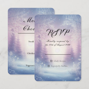 Lavendel Winter Schneefall Serenade Hochzeit RSVP Karte