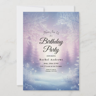 Lavendel Winter Snowfall Serenade Geburtstagsparty Einladung