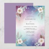 Lavendel-Winter-Wald-Hochzeit Einladung (Vorne/Hinten)