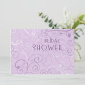 Lavendel Wirbel Bridal Dusche Einladungskarten (Stehend Vorderseite)