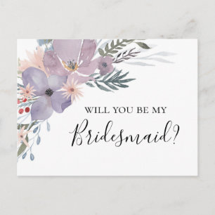 Lavendel Wirst du meine Brautjungfer sein. Lila Bl Postkarte