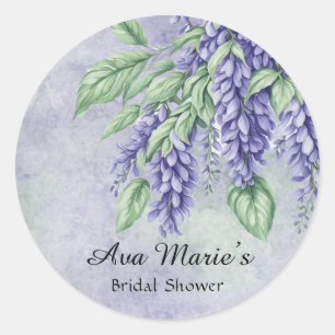 Lavendel-Wisteria-Blumen-Marmor-Junggesellinnenabs Runder Aufkleber