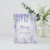 Lavendel Wisteria Blumenbogen Hochzeit Danke Postkarte (Stehend Vorderseite)