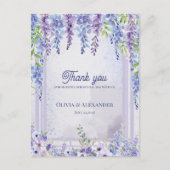 Lavendel Wisteria Blumenbogen Hochzeit Danke Postkarte (Vorderseite)