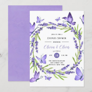 Lavendel Wisteria und Schmetterlinge Paare Dusche Einladung