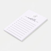 Lavendel Women Face Line Art & Script Monogram Post-it Klebezettel (angewinkelt)