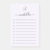 Lavendel Women Face Line Art & Script Monogram Post-it Klebezettel (Vorderseite)