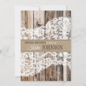 Lavendel Wood Lace Rustikales Brautparty Einladung (Rückseite)