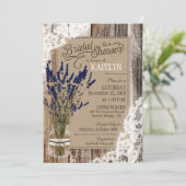 Lavendel Wood Lace Rustikales Brautparty Einladung (Stehend Vorderseite)