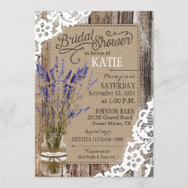 Lavendel Wood Lace Rustikales Brautparty Einladung
