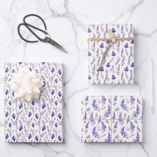 Lavendel-Wrapping Paper Lavendel-Blume Geschenkpapier Set (Vorderseite)