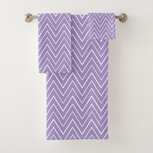 Lavendel Zickzack gestreiftes Bad Handtuchhandtuch Badhandtuch Set (Insitu)