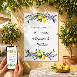 Lavendel-Zitronen-Hochzeit Willkommen Poster
