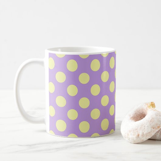 Lavendel-Zitronen-Polka-Punkte Kaffeetasse (Mit Donut)