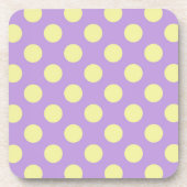 Lavendel-Zitronen-Polka-Tüpfel Getränkeuntersetzer (Vorderseite)