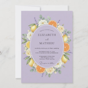Lavendel-Zitrus-Frucht-Eukalyptus-Hochzeit Einladung
