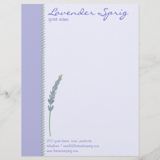 Lavendel-Zweigs Briefkopf (Vorderseite)