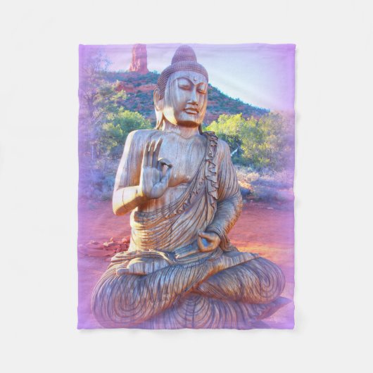 Lavendelaura Buddha Fleecedecke (Vorderseite)