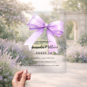 Lavendelband Creme klar Sweet 16 Acryleinladungen