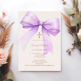 Lavendelband Creme Mädchen Konfirmation Roségold Folieneinladung