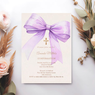 Lavendelband Creme Mädchen Konfirmation Roségold Folieneinladung