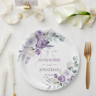 Lavendelbäume, Blütenhochzeiten in weißen Rosen Pappteller
