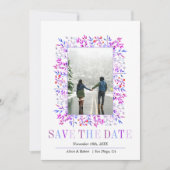 Lavendelbeeren, Blätter grenzt an Winterhochzeit Save The Date (Vorderseite)