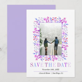 Lavendelbeeren, Blätter grenzt an Winterhochzeit Save The Date