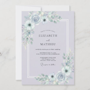 Lavendelblaue Atmosphäre Winterhochzeit Einladung