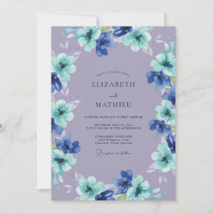 Lavendelblaue florale Launen Hochzeit Einladung