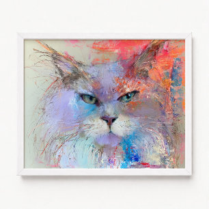 Lavendelblaue Maine-Coon-Katze Ölgemälde Poster