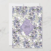 Lavendelblauer Pink-Minze Wildblumen Hochzeit Einladung (Rückseite)