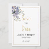 Lavendelblauer Wildblume Save the Date Einladung (Vorderseite)