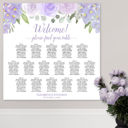 Lavendelblume 16 Tabelle Hochzeitskarte Poster