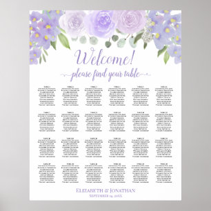 Lavendelblume 24 Tabelle Hochzeitstabelle Poster