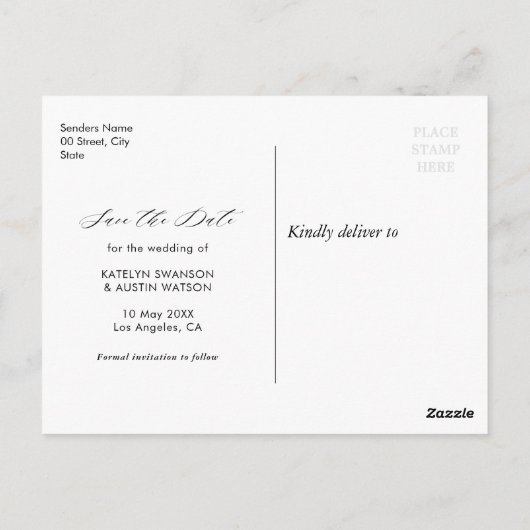 Lavendelblume Save the Date Postkarte (Rückseite)