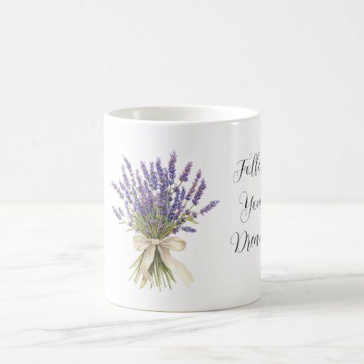 Lavendelblumen Creme Schleife Kaffeetasse (Mittel)